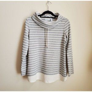 D & Co. Active Size S grey white stripes drawstring oversized neckline pullover